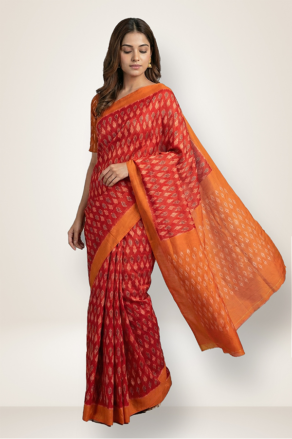 Pochampally Double Ikat Cotton Silk Saree