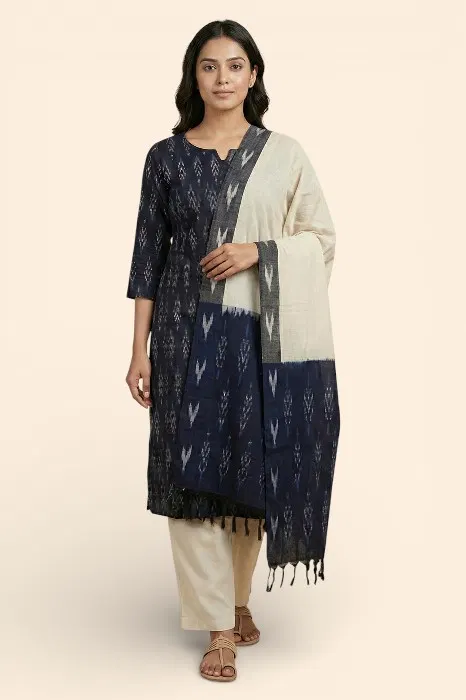 Pochampally Single Ikat Salwar Suit with Double Ikat Dupatta