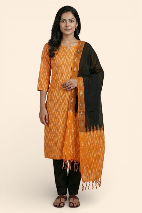 Pochampally Single Ikat Salwar Suit with Double Ikat Dupatta