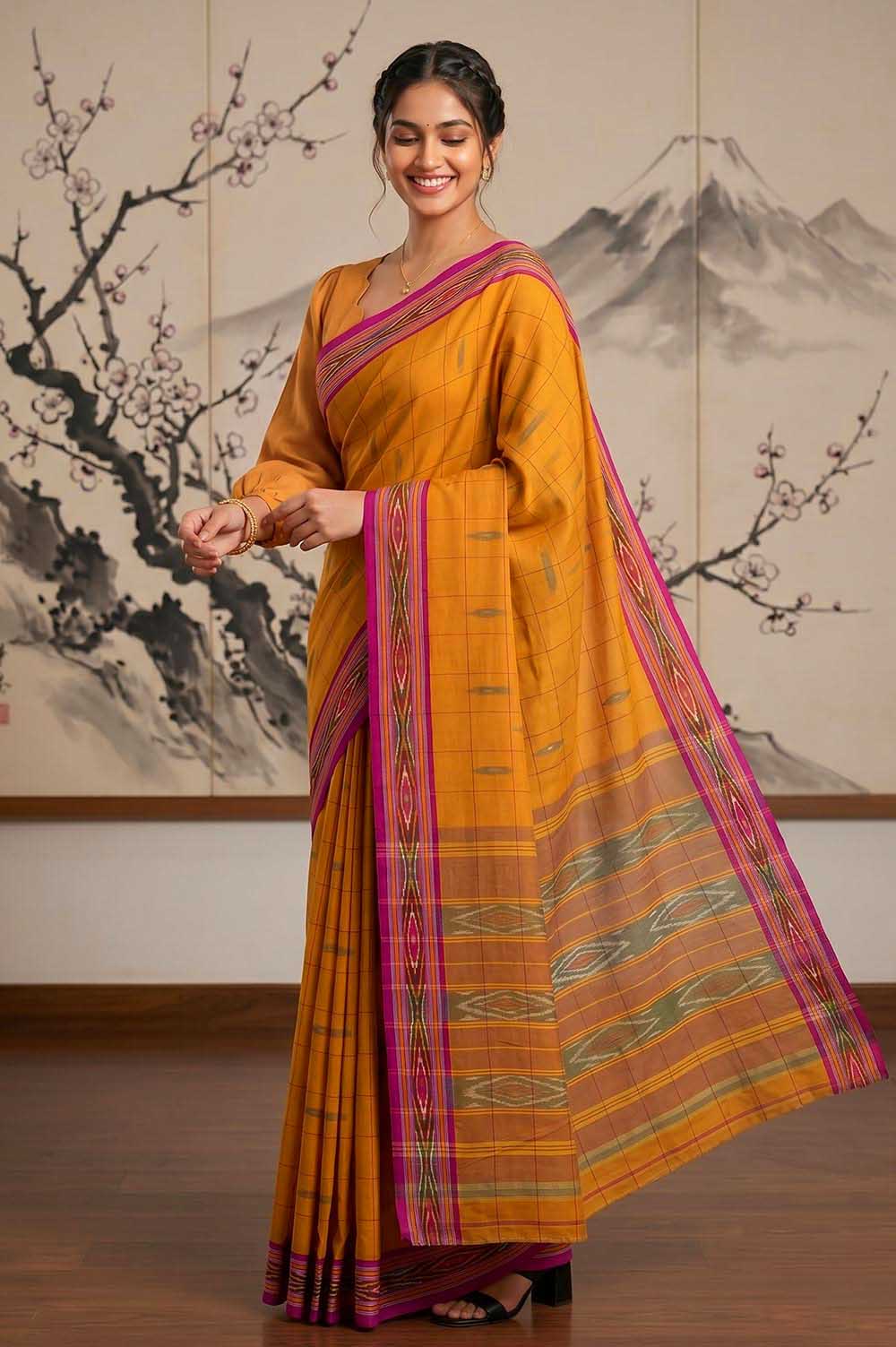 Pochampally Double Ikat Cotton Saree