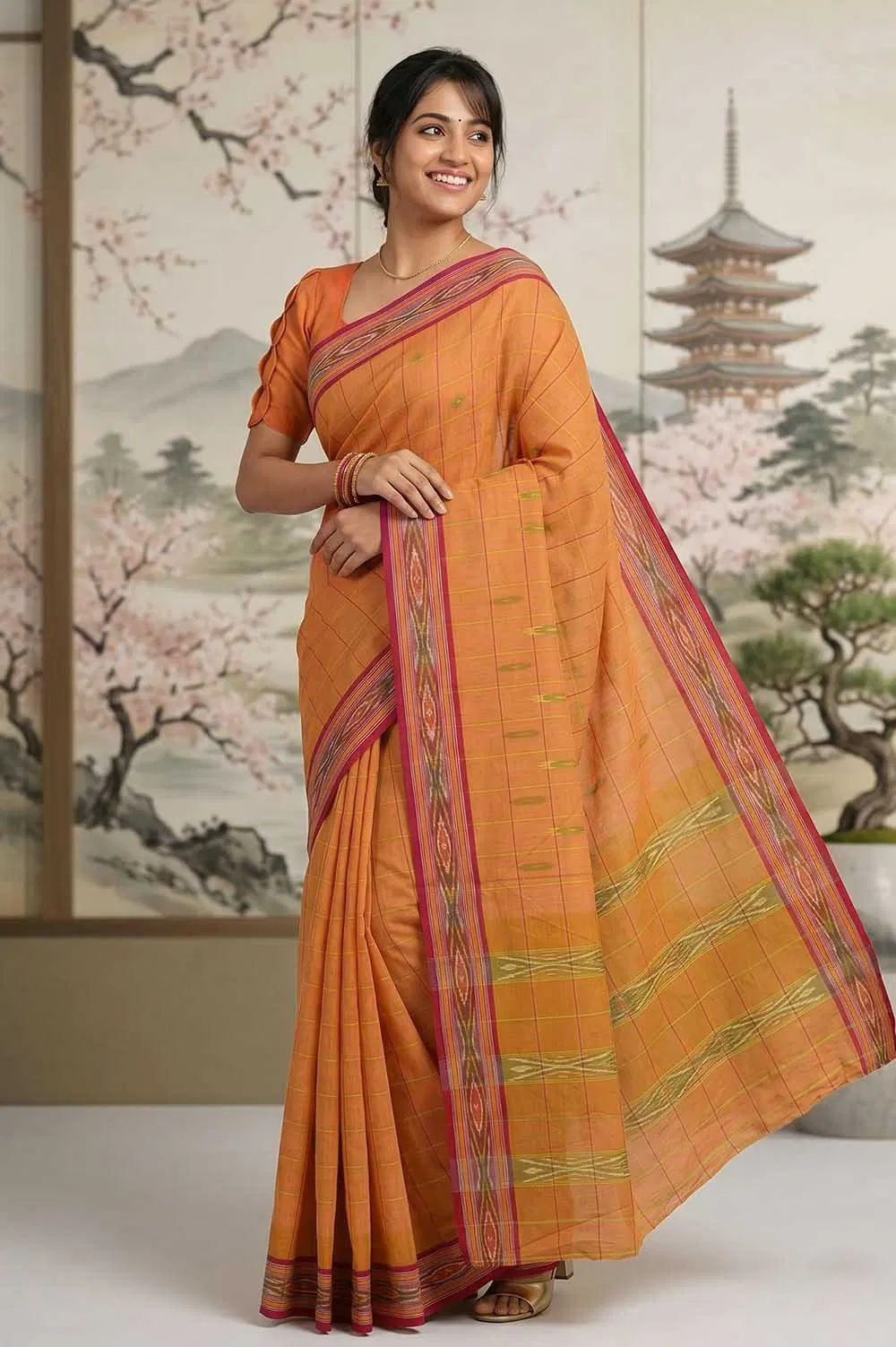 Pochampally Double Ikat Cotton Saree