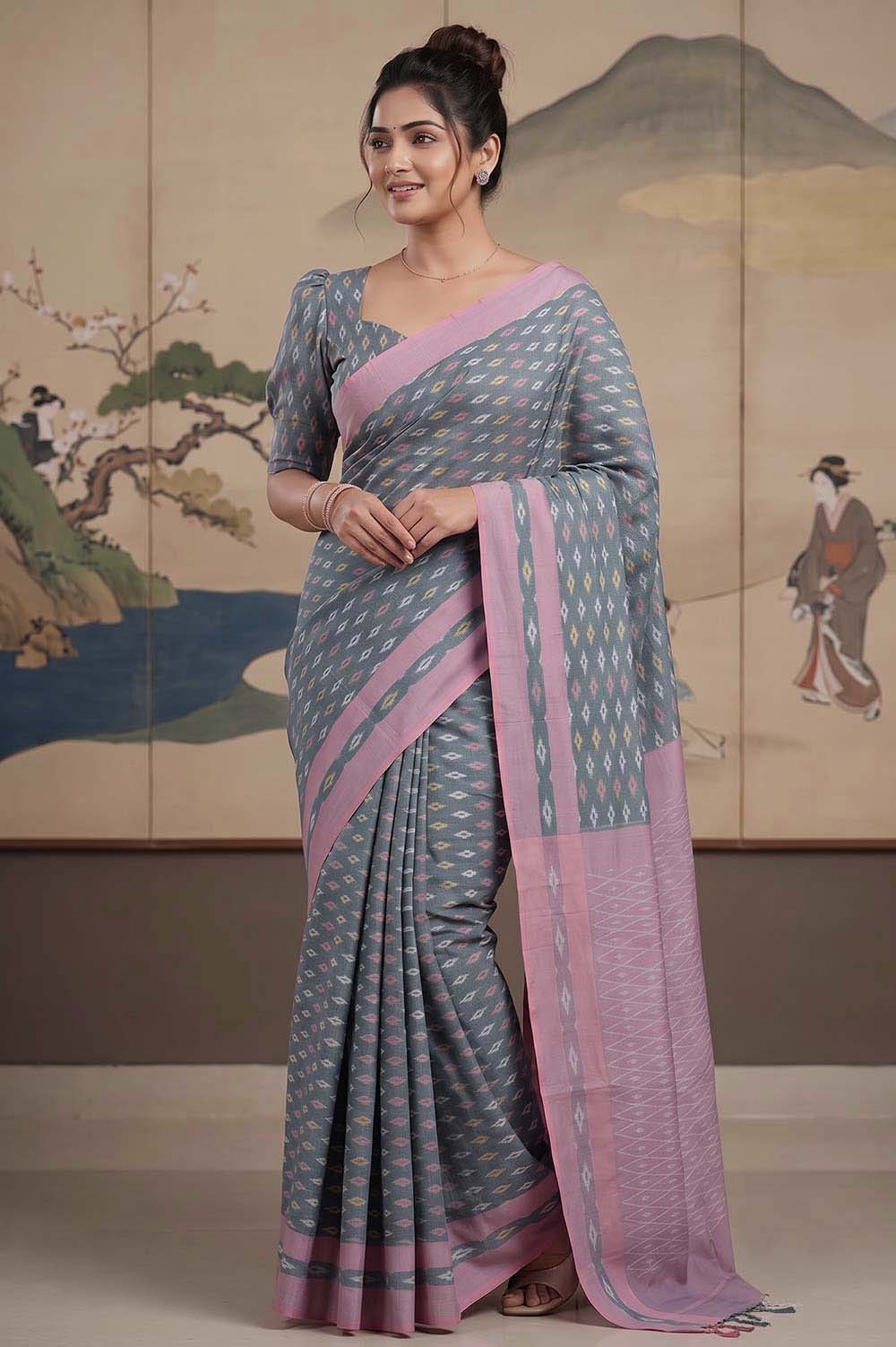 Pochampally Double Ikat Pure Cotton Saree