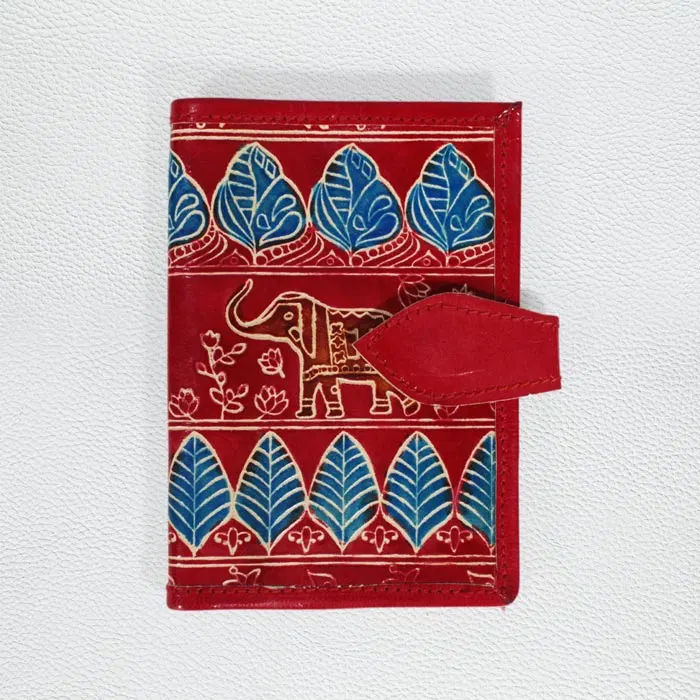 Santiniketan Leather Hand Block Printed - Card Holder (3.5x3.8) Inches