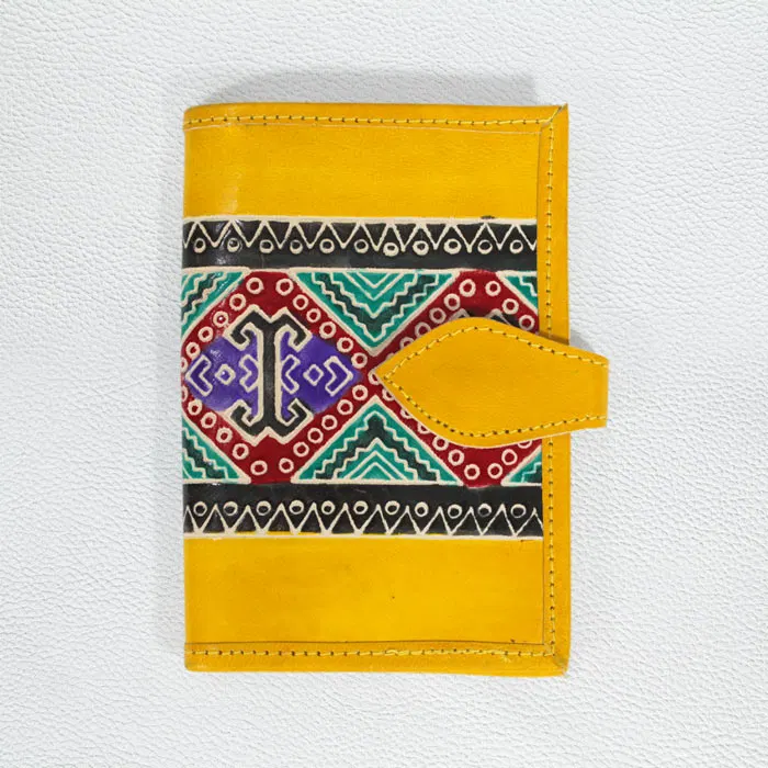 Santiniketan Leather Hand Block Printed - Card Holder (3.5x3.8) Inches