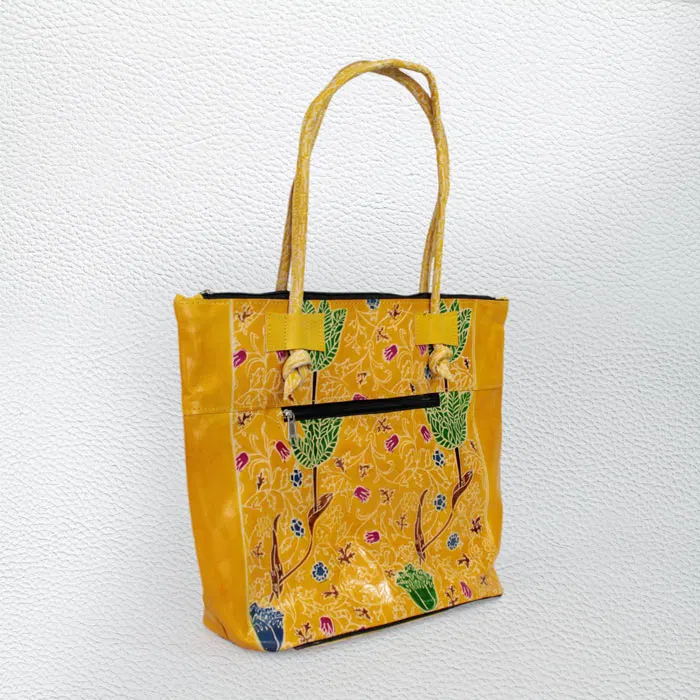 Santiniketan Leather Hand Block Printed - Hand Bag (15x12) Inches