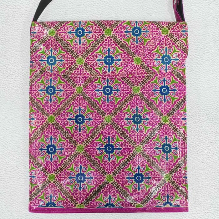 Santiniketan Leather Hand Block Printed - Laptop Bag (11x14) Inches