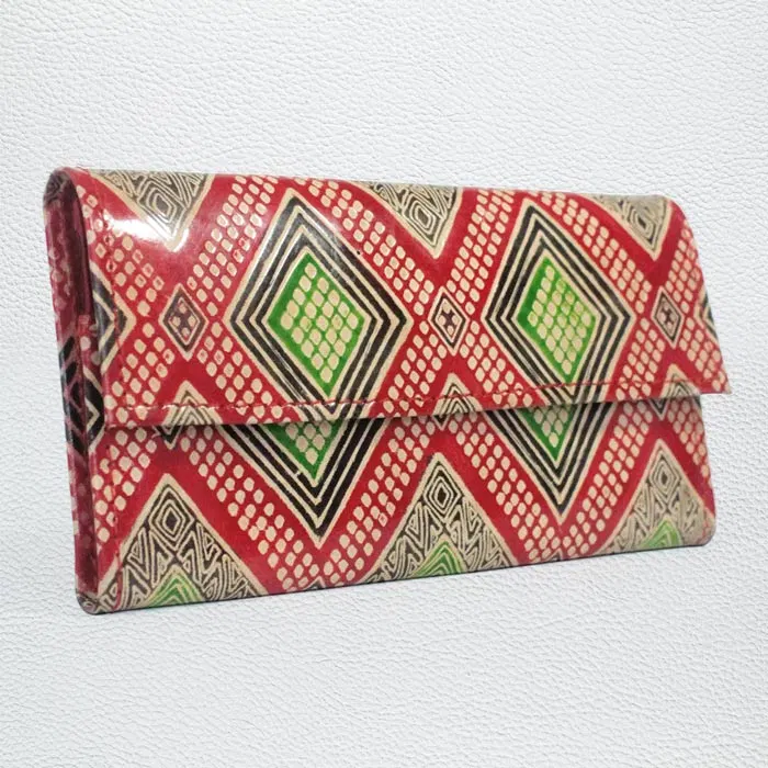 Santiniketan Leather Hand Block Printed - Wallet (8x4.5) Inches
