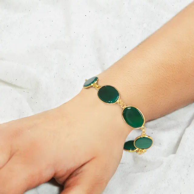Cambay Agates Bracelets - Green Oval