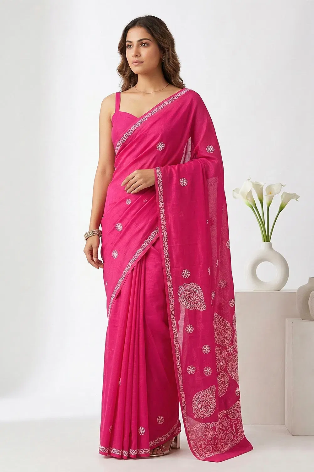 Lucknow Chikankari Hand Embroidered Saree