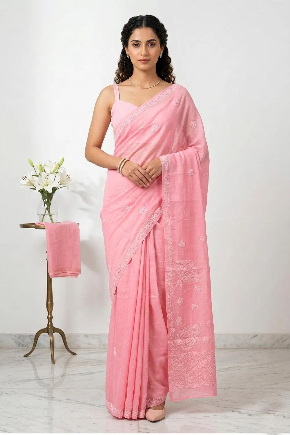 Lucknow Chikankari Hand Embroidered Saree