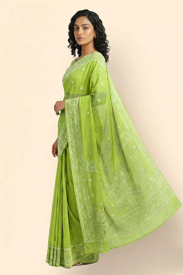 Lucknow Chikankari Hand Embroidered Saree