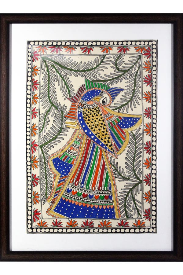 Madhubani Painting Peacock (19*26) Inches