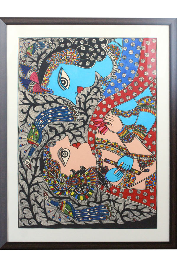 Madhubani Painting Radha Krishna (34*26) Inches