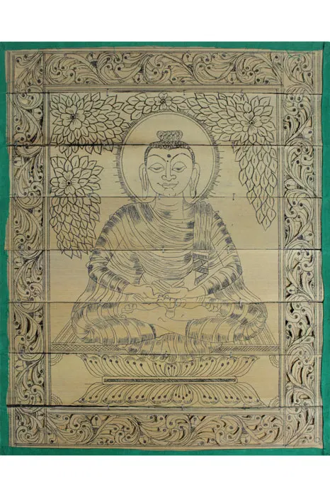 Odisha Talapatra Engraved Painting - Dhyana Buddha (8.5*10 Inch)