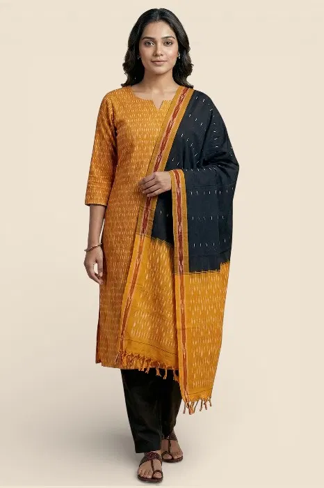Pochampally Single Ikat Salwar Suit with Double Ikat Dupatta