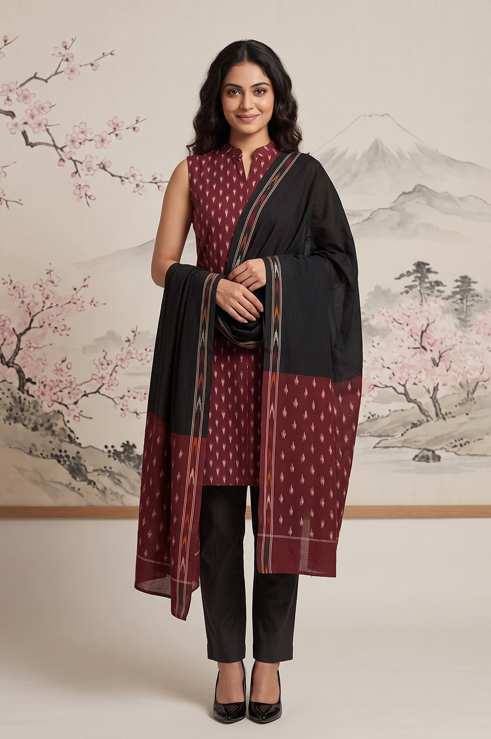 Pochampally Single Ikat Salwar Suit with Double Ikat Dupatta