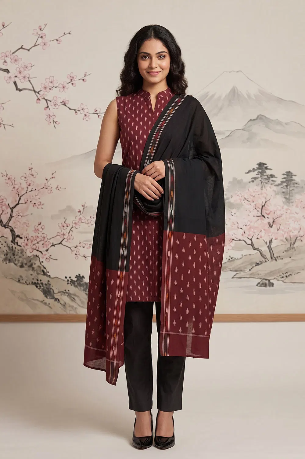 Pochampally Single Ikat Salwar Suit with Double Ikat Dupatta