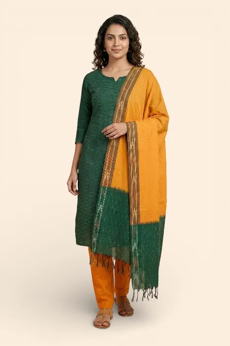 Pochampally Single Ikat Salwar Suit with Double Ikat Dupatta