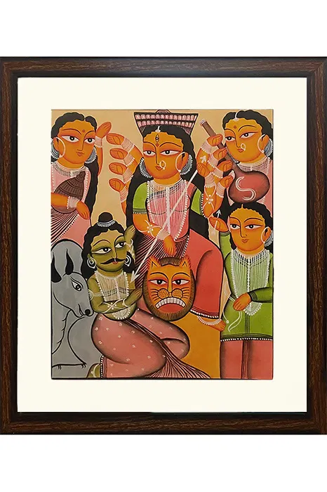 Bengal Patachitra - Kalighat style Goddess Durga (15*18 Inches)