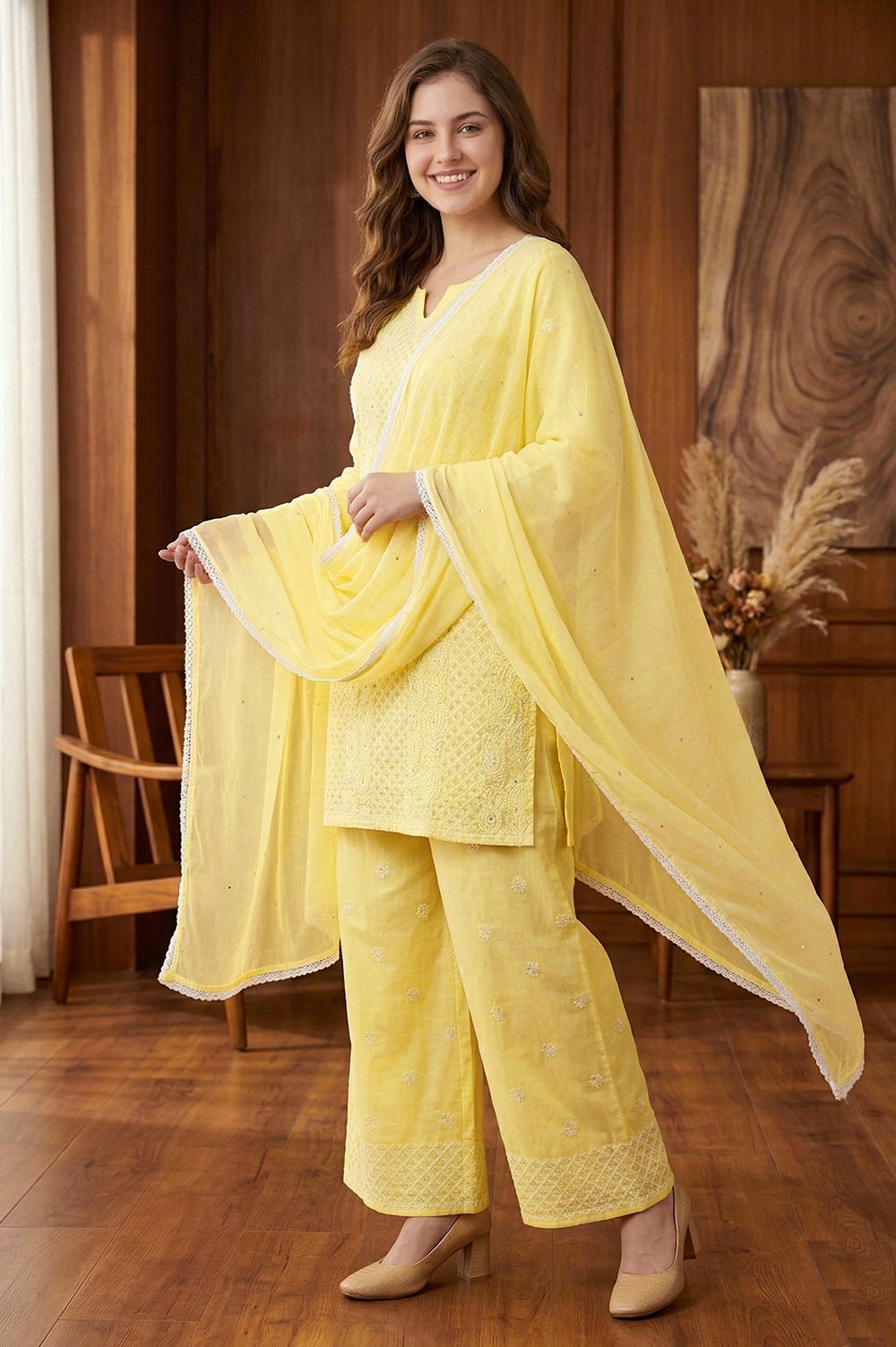 Lucknow Chikankari Hand Embroidered Salwar Suit Set