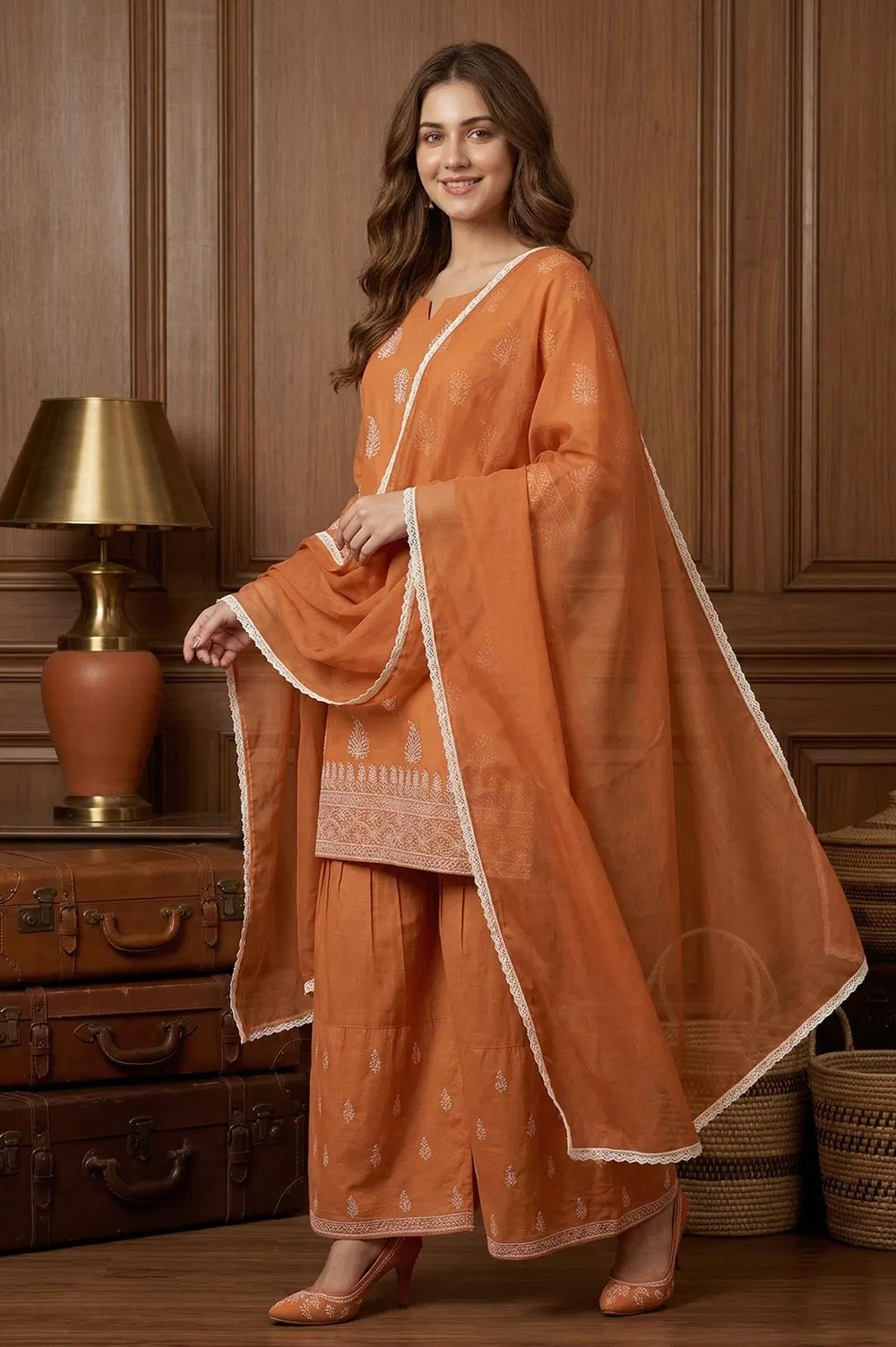 Lucknow Chikankari Hand Embroidered Salwar Suit Set