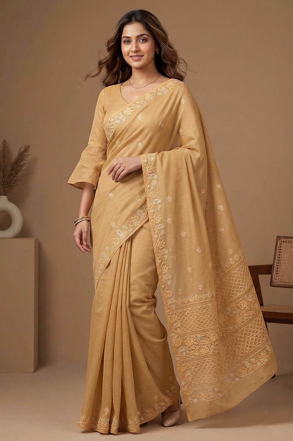 Lucknow Chikankari Hand Embroidered Saree