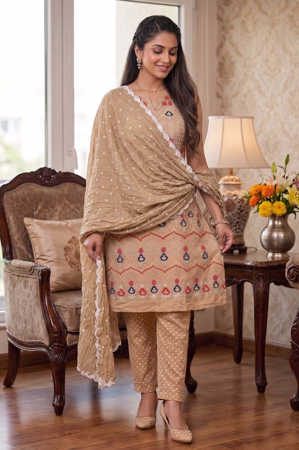 Jamnagari Bandhani Salwar Suit Dress Material