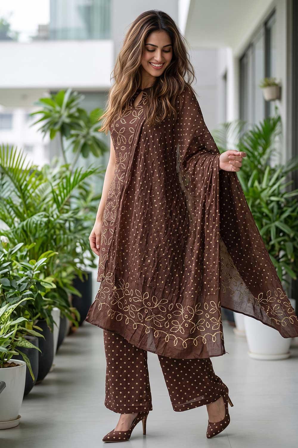 Jamnagari Bandhani Salwar Suit Dress Material (Unstitched)
