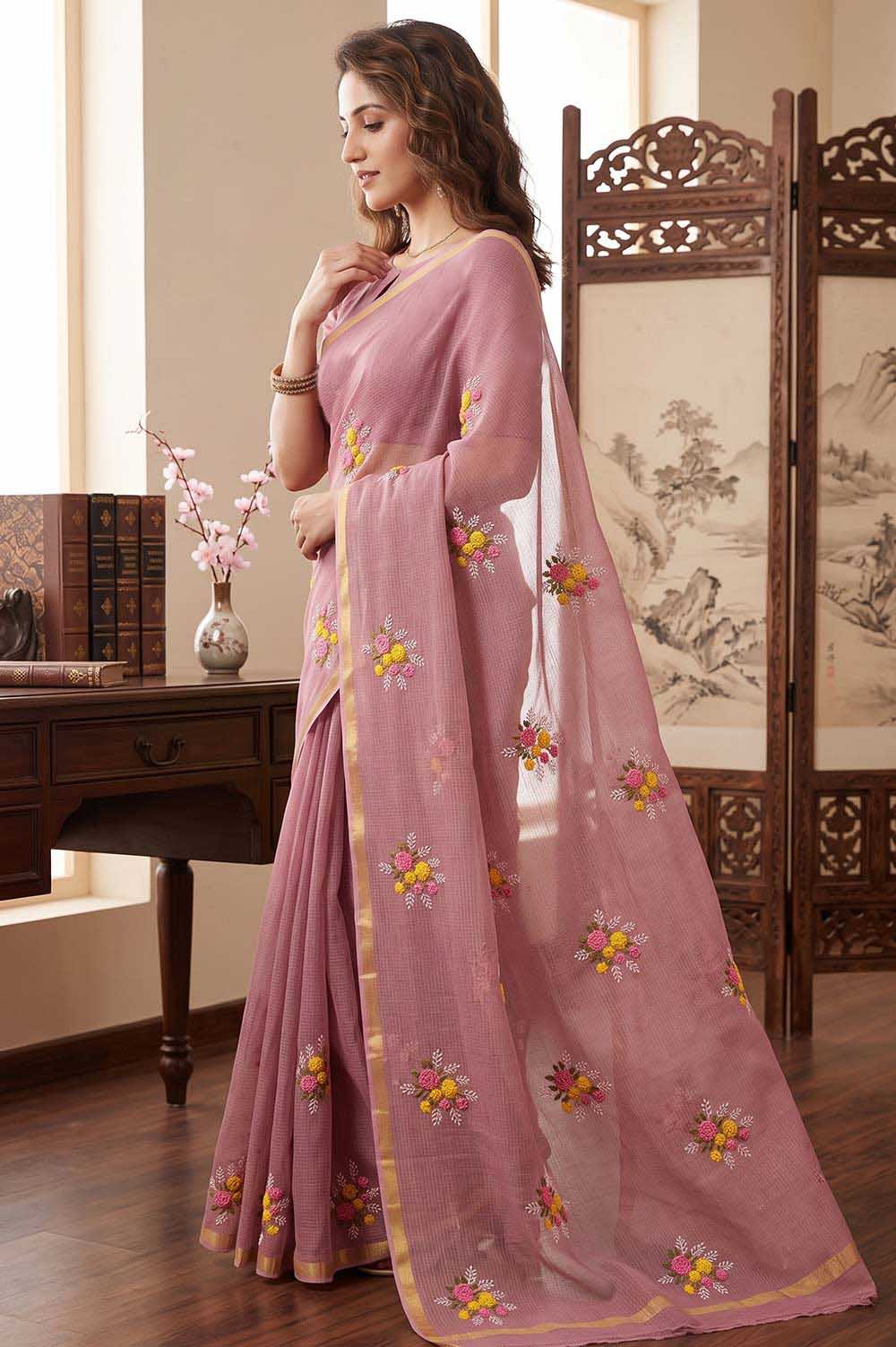 Kota Embroidery work Saree