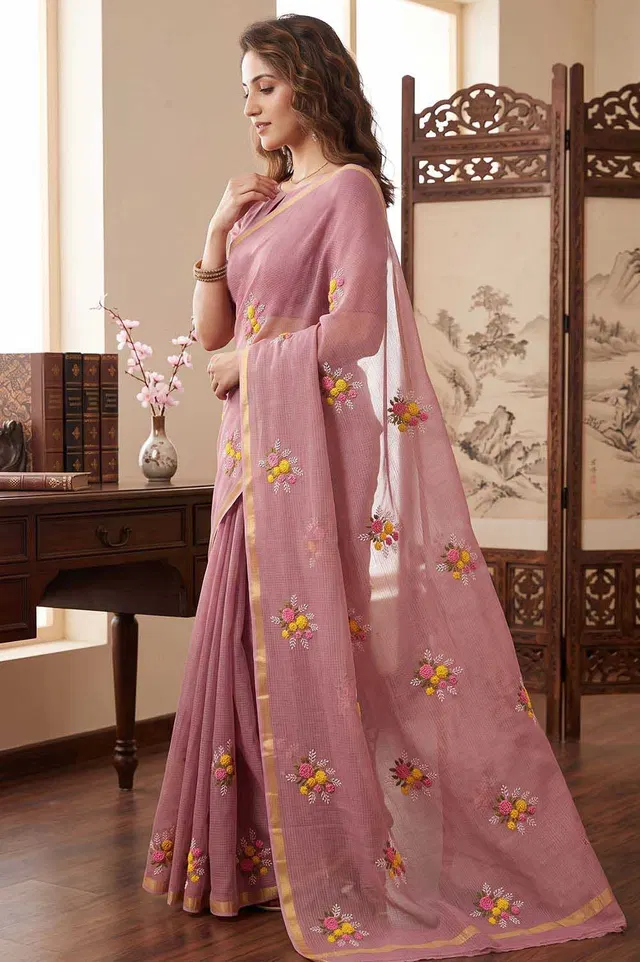 Kota Embroidery work Saree