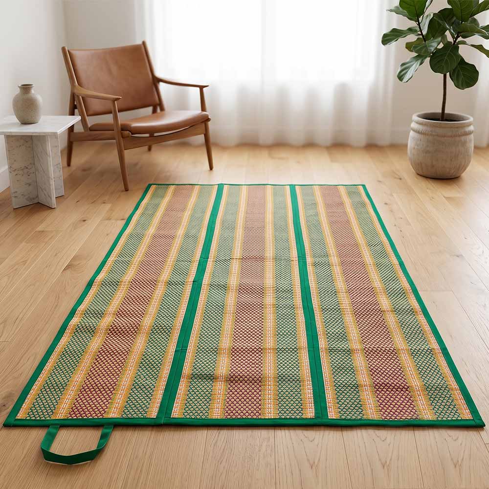 Eco-Friendly Madurkathi Grass Multipurpose Mat - 4 Fold (6*3) Feet