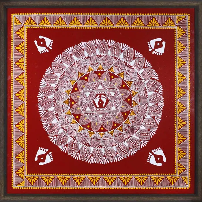 Uttarakhand Aipan Art on Wood (26x26) Inches