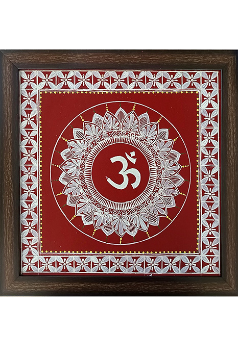 Uttarakhand Aipan Art on Wood (14×14) Inches