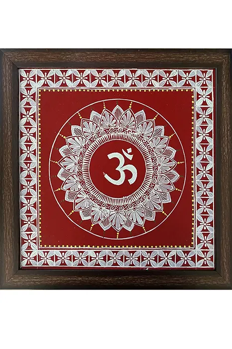 Uttarakhand Aipan Art on Wood (14×14) Inches