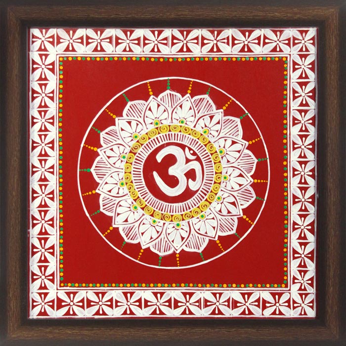 Uttarakhand Aipan Art on Wood (14x14) Inches
