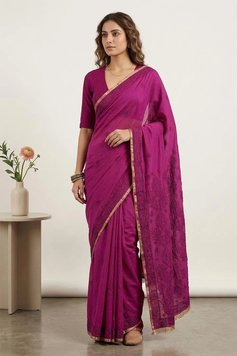 Lucknow Chikankari Hand Embroidered Saree