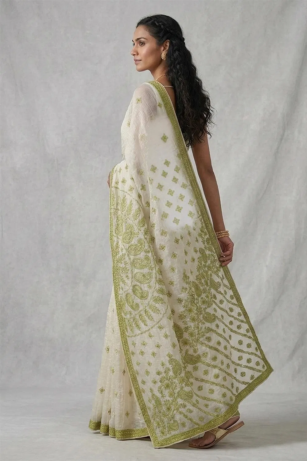 Lucknow Chikankari Hand Embroidered Saree