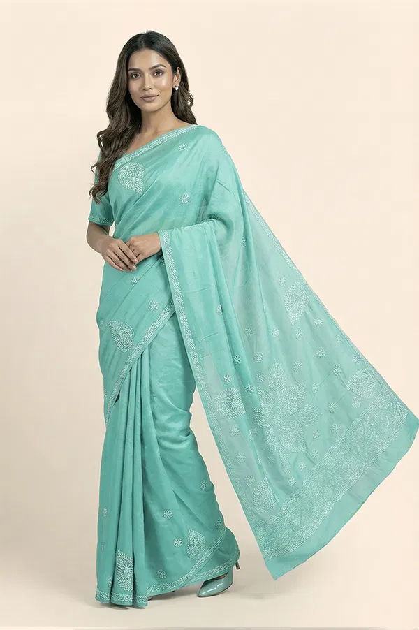 Lucknow Chikankari Hand Embroidered Saree