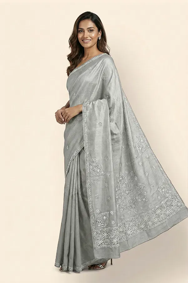 Lucknow Chikankari Hand Embroidered Saree