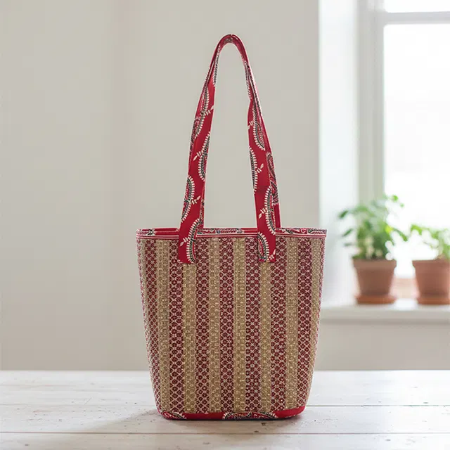 Madurkathi Grass Handmade Bag (12x12 Inches)