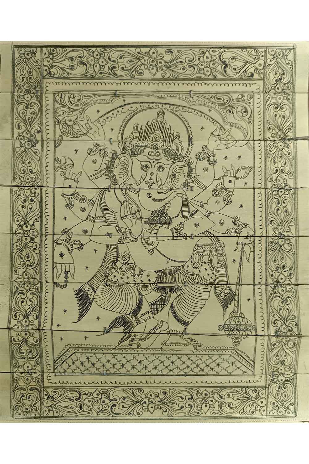 Odisha Talapatra Engraved Painting - Ganesha (8*10 Inch)