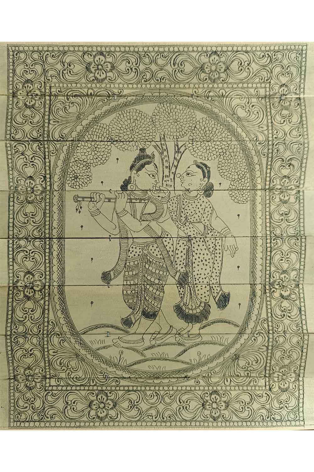 Odisha Talapatra Engraved Painting - Radha Krishna (8*10 Inch)