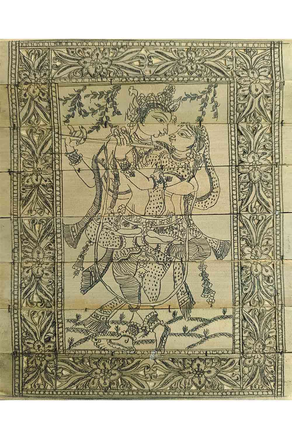 Odisha Talapatra Engraved Painting - Radha Krishna (8*10 Inch)