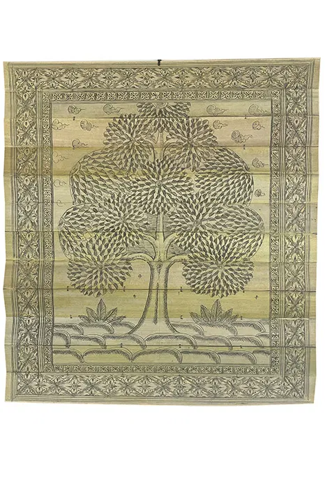 Odisha Talapatra Engraved Painting - Tree of Life (8*12 Inch)