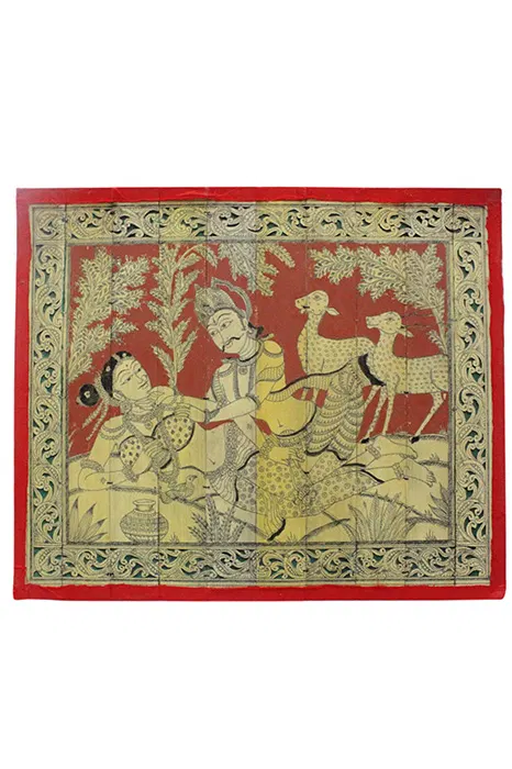 Odisha Talapatra Engraved Painting - Shakunthale Dushantha (12*10 Inch)