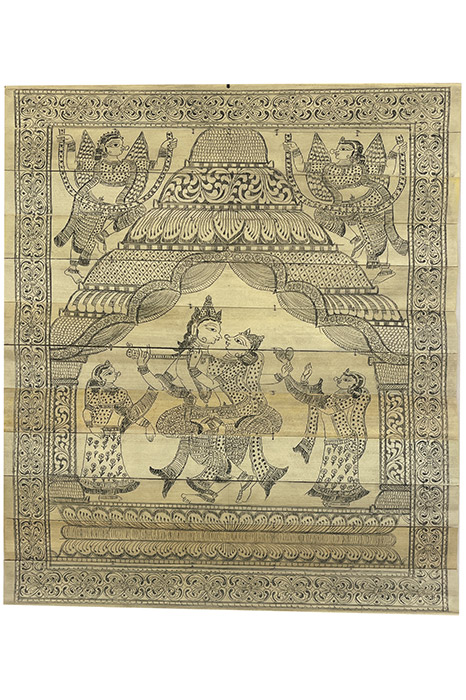 Odisha Talapatra Engraved Painting - Radha Krtishna (13*16 Inch)