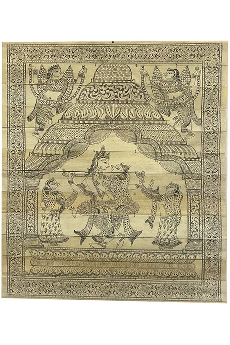 Odisha Talapatra Engraved Painting - Radha Krtishna (13*16 Inch)