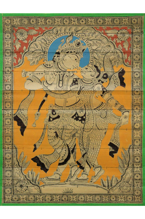 Odisha Talapatra Engraved Painting - Radha Krishna (9*12 Inch)