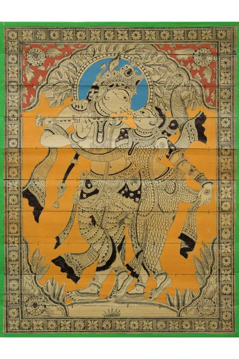 Odisha Talapatra Engraved Painting - Radha Krishna (9*12 Inch)