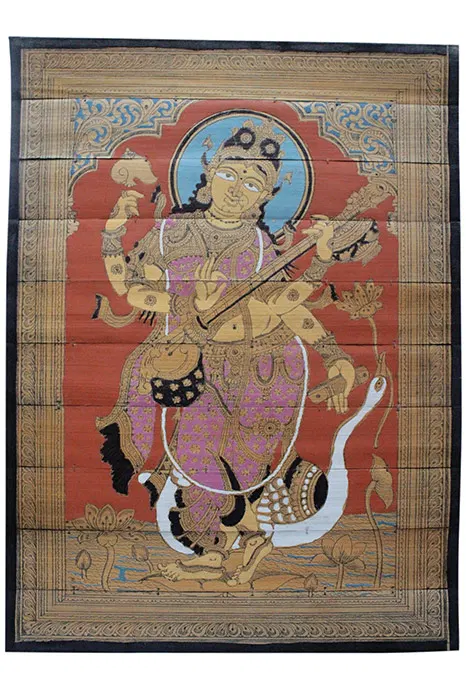 Odisha Talapatra Engraved Painting - Saraswati (9*12 Inch)